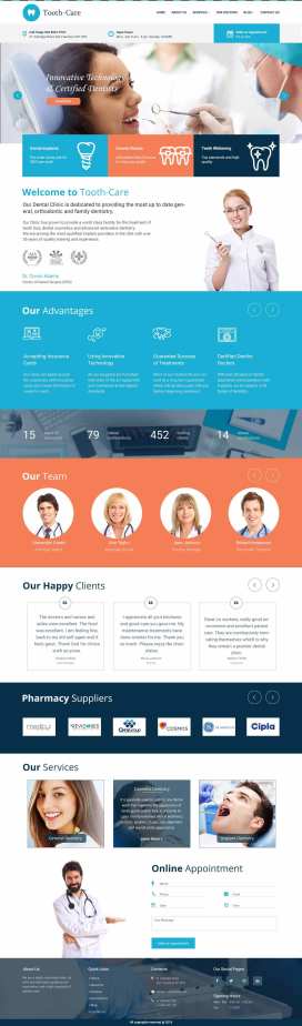 Sitio web para clínica dental Tooth-Care